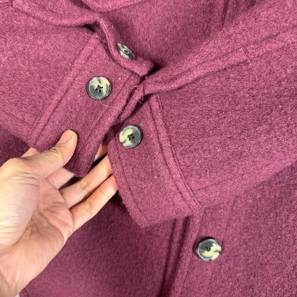 Wilfred Free The Ganna Burgundy Merino Wool Shirt Jacket XS Cozy Shacket